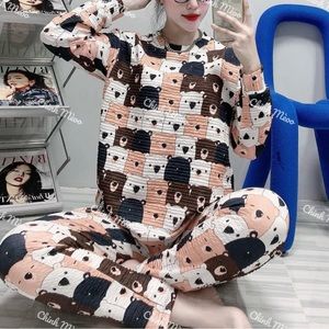 Teddy bear cartoons pajamas set